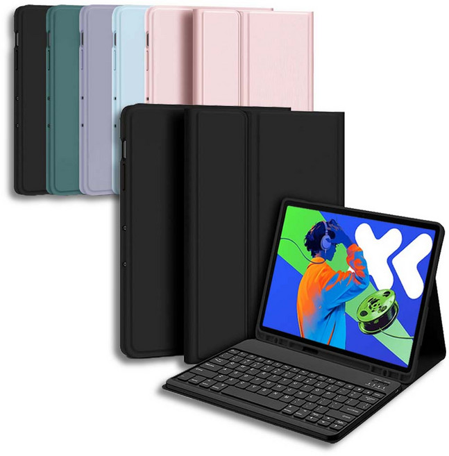 레노버 샤오신 패드 프로 12.7 2세대 2025 / Idea Tab Pro 호환 블루투스 키보드 케이스 북커버 TB-375FC 373FU, Black, 1개