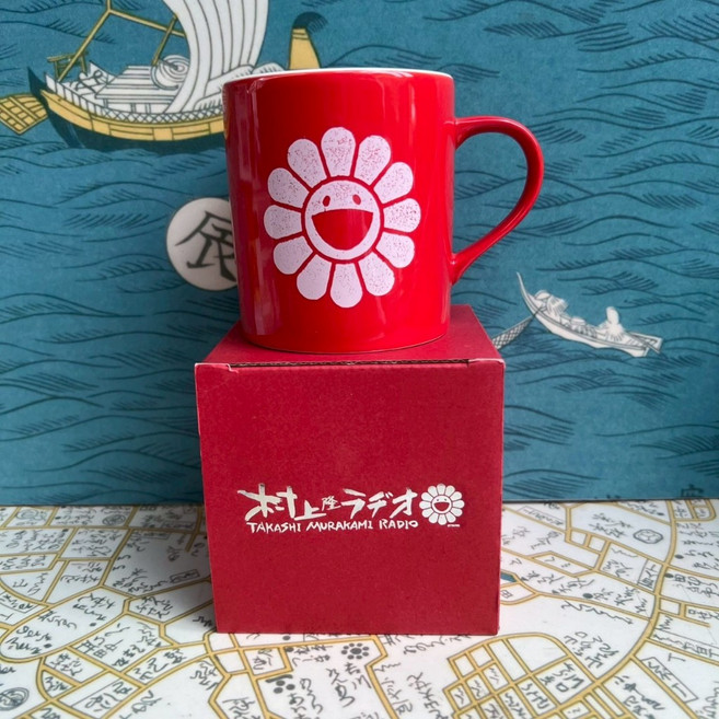 村上隆 花花陶瓷馬克杯，日本藝術家設計，多款圖案，含Radio紅色款, 村上隆Radio（紅）, 1個