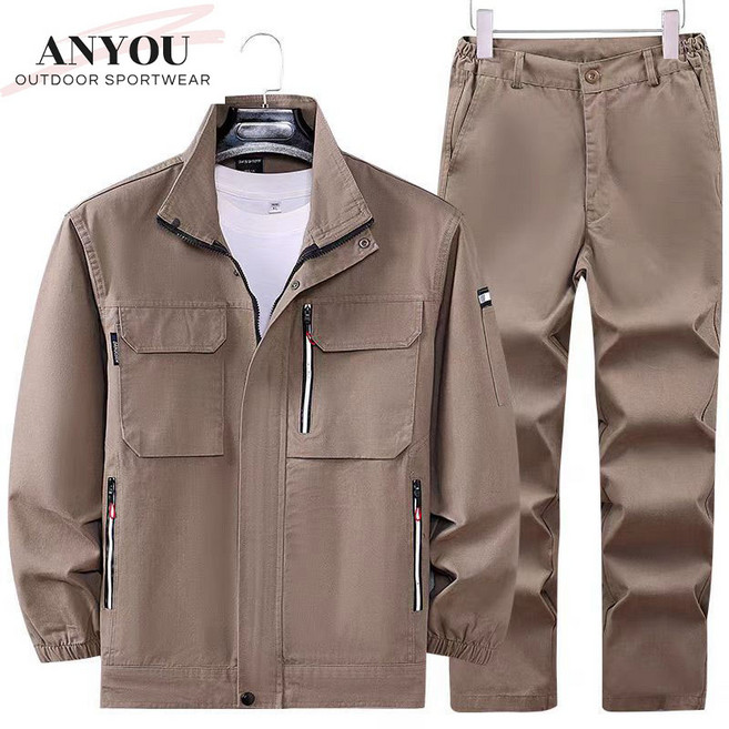 ANYOU춘추 작업복 세트 남성 도톰한 순면 내마모성 보온복 용접 작업장반사띠 작업복