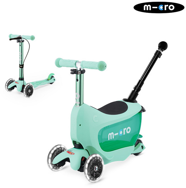 마이크로킥보드 미니 투고 디럭스 플러스 LED+푸쉬바 세트 (색상선택), 민트, 1개