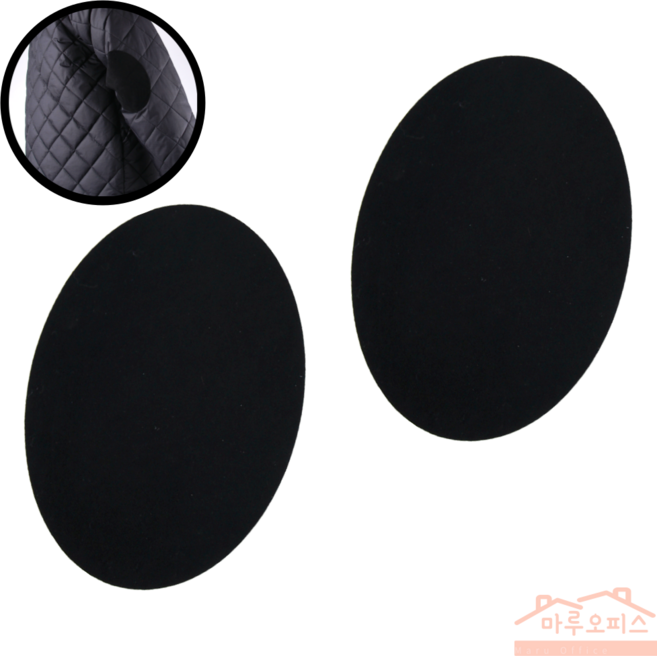 마루오피스_ [2개묶음] 스웨이드 열접착 의류 팔꿈치 무릎 마모 구멍 5컬러 수선패치 포인트 의류부자재, 1세트, 블랙(2P)