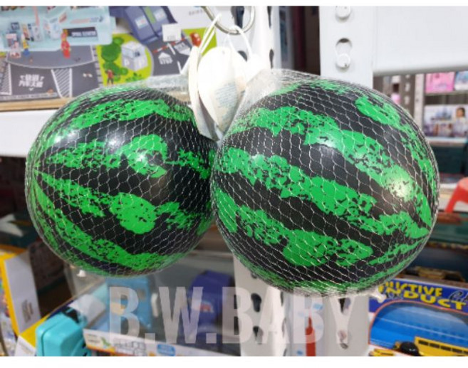 充氣西瓜球 海灘球 沙灘球 幼兒安全玩具球, 1個, 綠色, 14.5cm