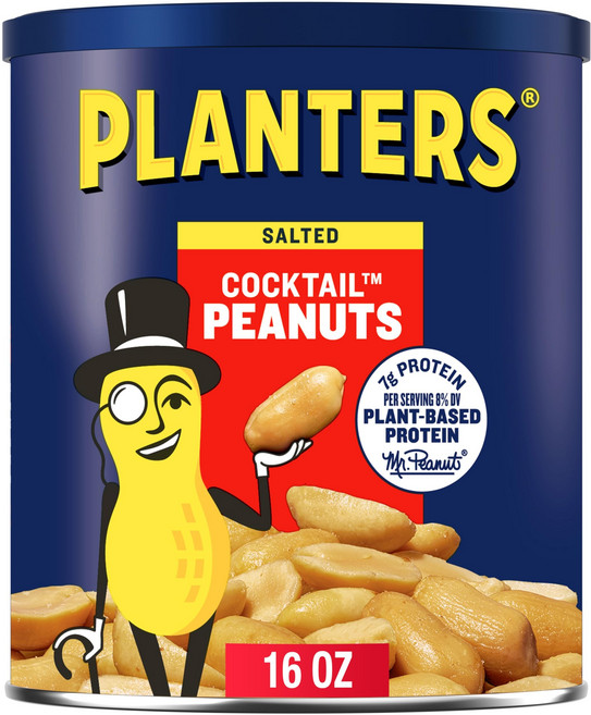 플랜터스 소금 간 칵테일 땅콩 16 oz. 재밀봉 가능 용 PLANTERS Salted Cocktail Peanuts 16 oz. Resealable Jar - Choleste, 16 Ounce (Pack of 1), 1개