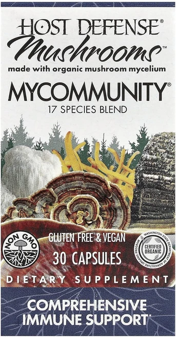Fungi Perfecti Host Defense mushrooms MyCommunity 종합 이뮨 써포트 베지캡슐 30정, 6개 - 쿠팡