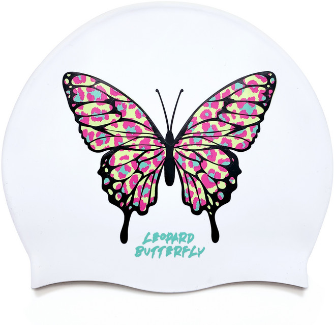 오호라스튜디오 링클 실리콘 수영모자, 레오파드나비 라임, 1개