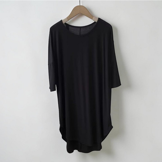 PLYU 힙커버 찰랑 모달 반팔 롱티셔츠