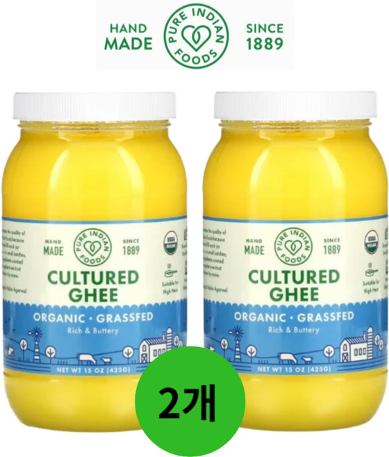 퓨어인디안푸즈 그래스-페드 앤 컬처드 기 글루텐 프리, 425g, 2개 - 쿠팡