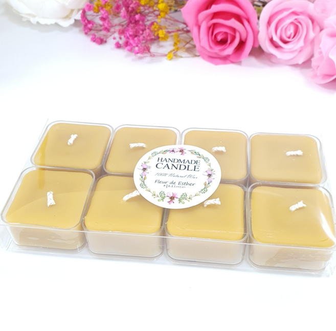 국산 양봉농가 밀랍초 원형 사각형 티라이트 캔들 8P 세트 초멍 기도초