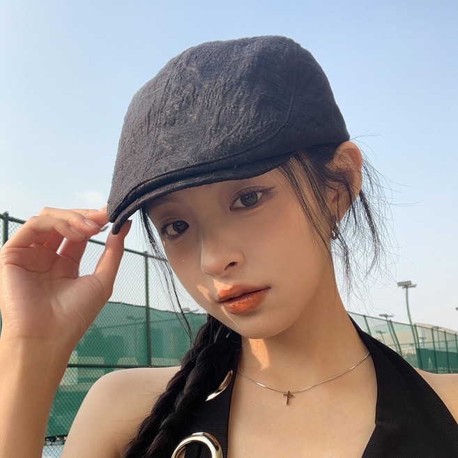 美式復古前進帽大頭圍顯臉小法式貝雷帽子女款2026新款春夏畫家帽