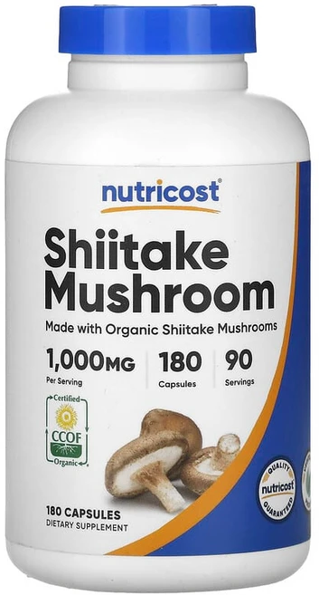 Nutricost 표고버섯 캡슐 180정(캡슐 1정당 500mg) NCS-67018, 1, 180정 - 쿠팡