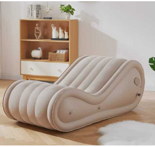 S자형 팽창식소파 러브체어 전자동 팽창 휴대용 자세변화, 1개, 샴페인 에어 소파+보관 가방