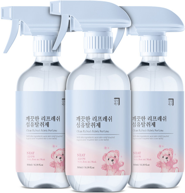 살림백서 깨끗한 리프레쉬 섬유탈취제 깔끔한향, 500ml, 3개
