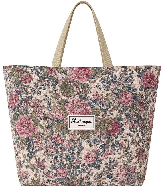 러너즈 플라워 린넨 에코 캔버스 보부상 숄더 토트백