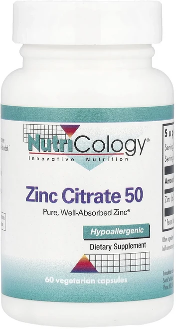 단백질 비타민 철분 마그내슘 칼슘 Nutricology 시트르산 아연 50 60 식물성 캡슐 고루고루섭취해주세요, Nutricology시트르산아연5060식물성캡슐, 1개 - 쿠팡