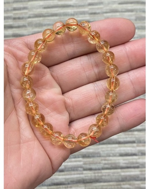 天然黃水晶7.8 mm手珠 帶鑽石光