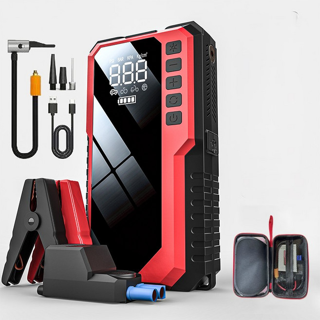 LA DERIVE 자동차 비상 시동 전원 8000A 타이어 공기 주입기 양용 휴대용 타이어 압력 모니터링, 8000mAh, 1개