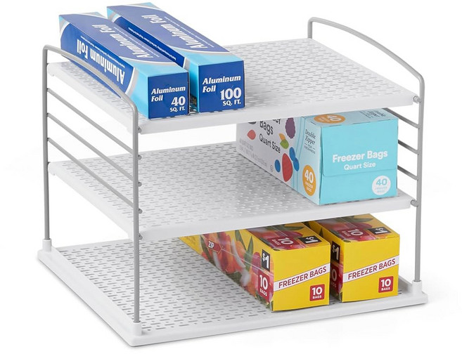 호일 랩 및 주방 캐비닛 보관용 YouCopia UpSpace 조절 가능한 박스 정리함 화이트, Large, 1개