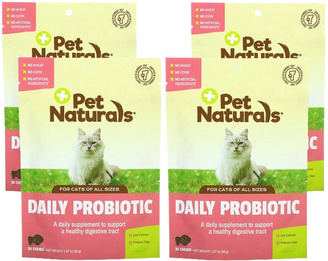 펫네츄럴스 데일리 프로바이오틱 고양이용 츄 30개 36g(1.27oz), 4팩 - 쿠팡