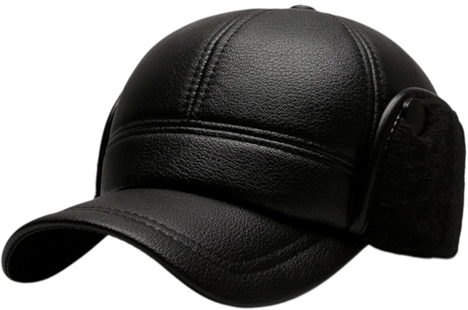 VITALO 귀달이 시니어 가죽 방한 고급 모자 어르신모자 중년모자 겨울모자