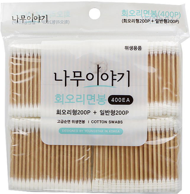 회오리형 일반형 혼합 고급순면 위생면봉, 혼합색상, 1개