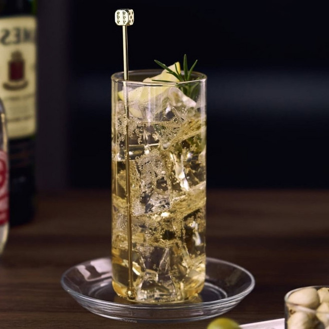 굿즈팡팡 스텐 칵테일 하이볼 롱 스틱 머들러, 1개, 골드