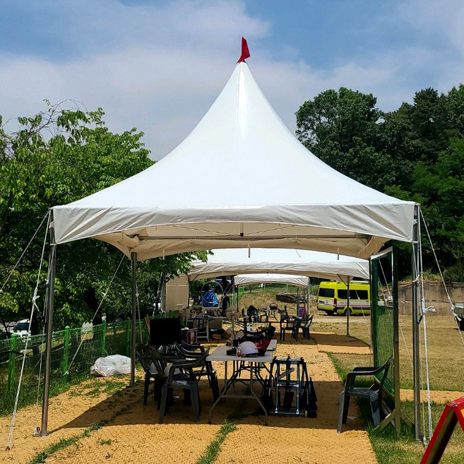 (주)한국캐노피 몽골천막 5m x 2m 몽골텐트 행사천막 고정천막 행사용천막, 5mx2m 몽골천막 알루미늄골조+창문형 벽면
