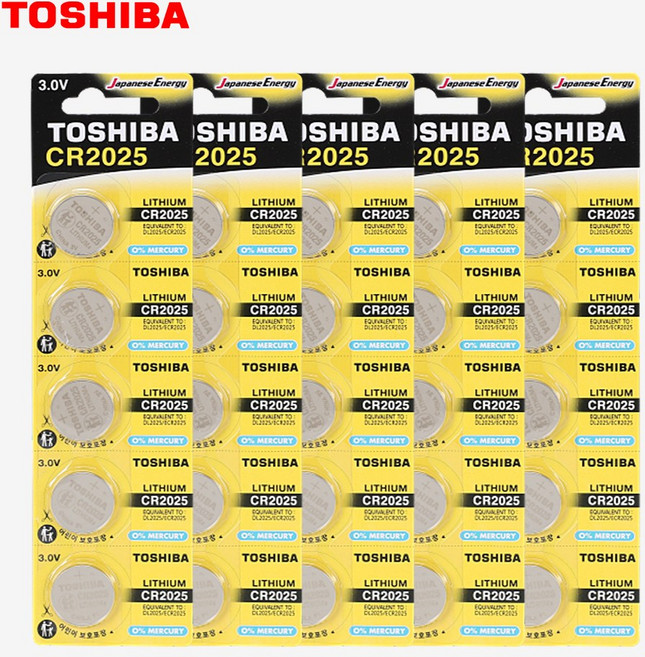 도시바 수은 리튬 3V CR2025 코인 건전지, 5개, 5개입