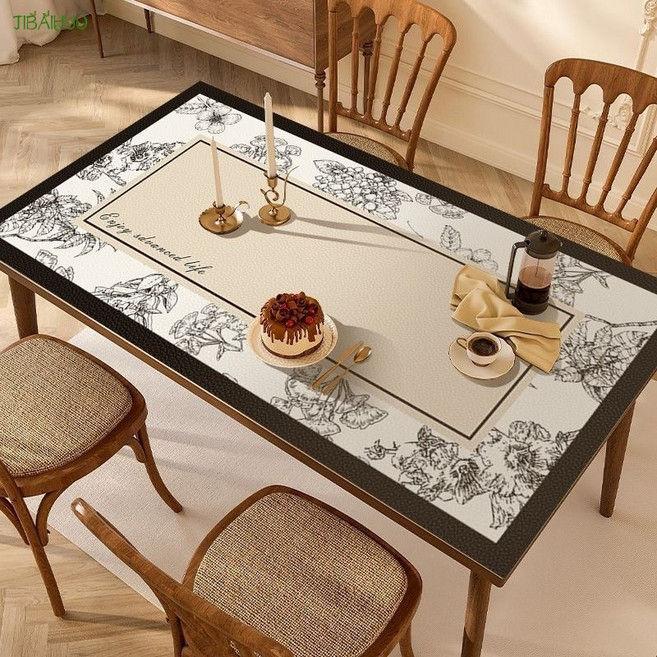 빈티지 식탁보 식탁보 받침 방수 방유 방열 거실 티테이블 받침 천 커팅 가능, 장원오후, 80*160CM