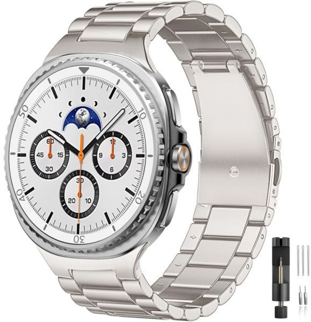 Lerobo 삼성 갤럭시 워치 8 7 6 5 4 밴드 44mm 40mm/갤럭시 워치 6 4 클래식 밴드 43mm 47mm 46mm 42mm/액티브 2 40mm 44mm 20m, Galaxy Watch 8/8Classic-40/44/, 실버