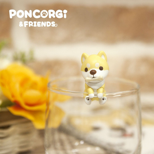 PONCORGI 椪椪與好朋友 杯緣子扭蛋 第一彈 柯基犬 柴犬公仔, 1個, 豆柴