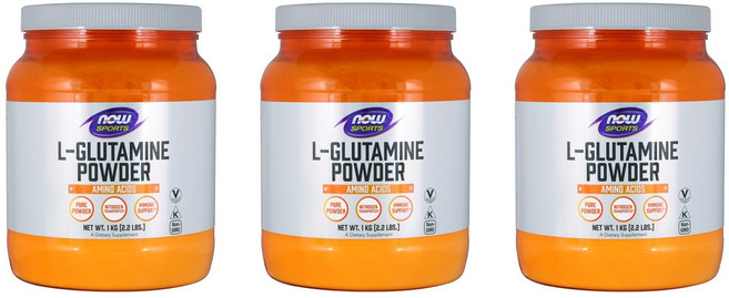 NOW Foods L-麩醯胺酸粉, 1kg, 3罐