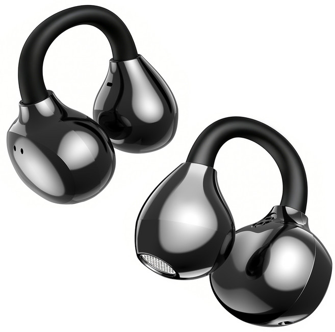 OGIVA 오픈형 블루투스 이어폰 편안한 착용 운동용 일상용 가벼운 착용감 귀걸이형 고음질 Hi-Fi, J01, 다크 그레이