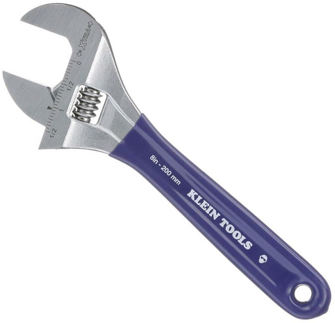 Klein Tools D509-8 조절 가능한 드라이브 렌치 단조 엑스트라 와이드 20.3cm(8인치) 죠, 매우 넓은 턱, 20.3cm(8인치), 1개