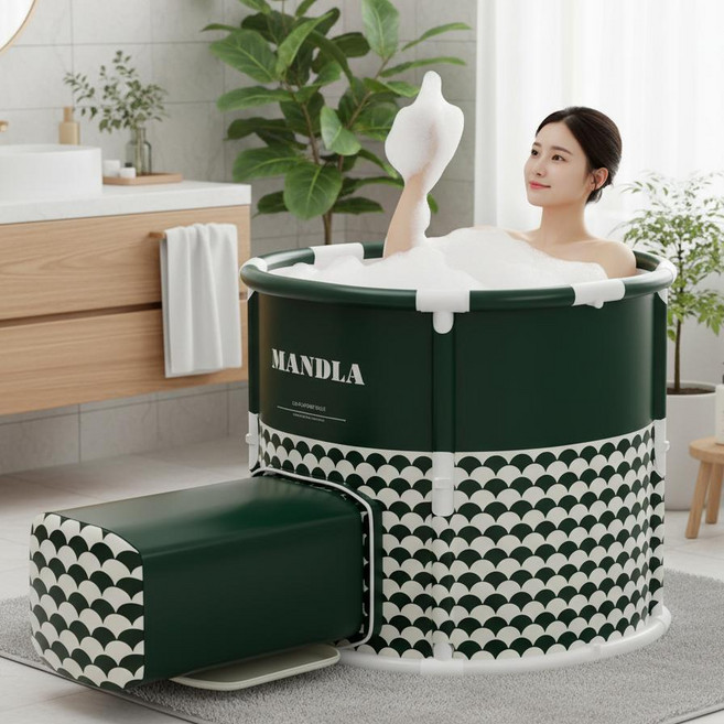 Mosashoe 원터치 접이식 욕조 다리공간 포함 간이욕조 1인욕조 반신욕조 목욕탕, 1세트