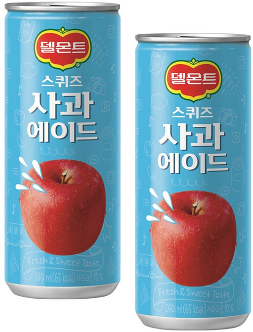스퀴즈 롯데 (30캔x2박스) 사과 x 240ml 60캔, 1, 60개
