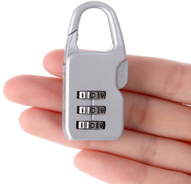 소형자물쇠 백팩번호키 미니사물함열쇠 캐리어잠금장치, 실버1P, 1개