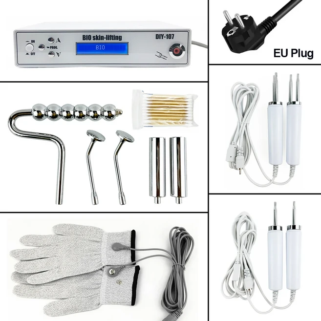 바이오 스킨 케어 안티 에이징 장치 얼굴 회춘 톤 부드러운 리프팅 미세 전류 근육 운동 바디 마사지 도구, 01 EU plug with Gloves