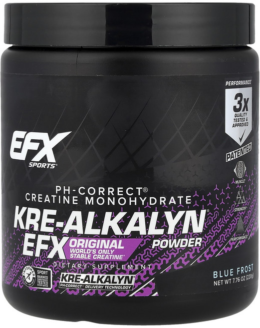 EFX 스포츠 Kre-Alkalyn 분말 블루 프로스트 220g(7.76oz), 3개, 219g