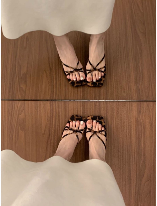 COSYEVNO 여성용 봄여름 메탈릭 스퀘어토 미들힐 뮬 샌들 Tzkggtx-6