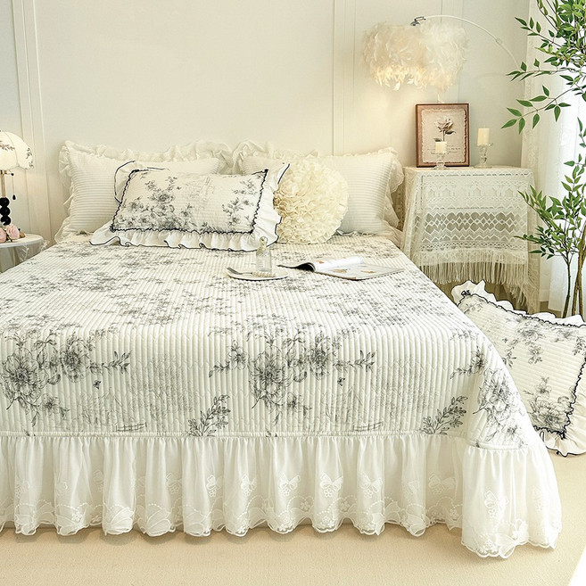 BXTBX 40수 순면 스프레드 누빔 침대시트 + 베개커버 2p