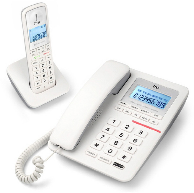 아이텍 한글메뉴 발신자 유무선전화기 IK-3030 스피커폰 매장 사무실 내선통화 유/무선 전화기, 화이트, 상세페이지 참조