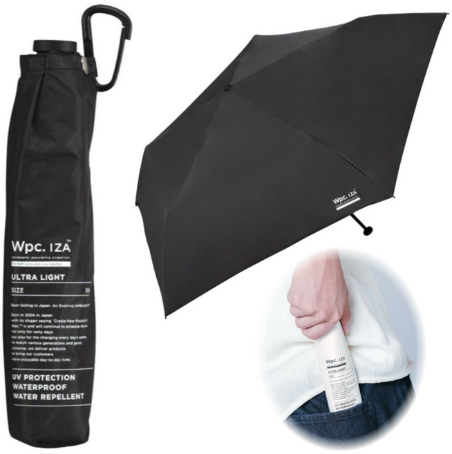 Wpc. IZA 남자 초경량 우산 울트라 라이트 128g 50cm 암막 양산 일본 남성 경량 양우산