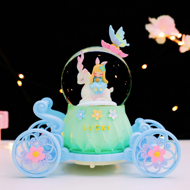 키즈브릭스 자동 눈날림 LED 오르골 회전하는 엔젤 워터볼, 우리엘