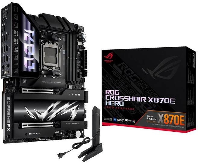 ASUS AMD AM5 AMD X870E ATX 9000 &8000 & 7000 Series CROSSHAIR X870E HERO 메인보드 Ryzen™