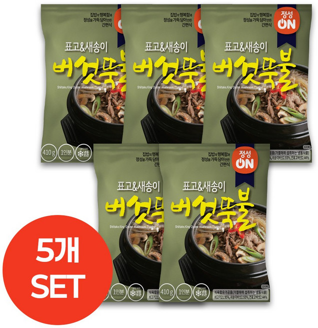 초원식품 정성온 버섯 뚝불고기 냉동, 5개, 410g