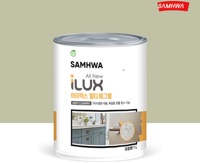 삼화페인트 아이럭스 멀티 에그쉘 목재 몰딩 방문 싱크대 가구페인트 계란광, 라이트 세이지(S 2010-G70Y), 1L, 1개