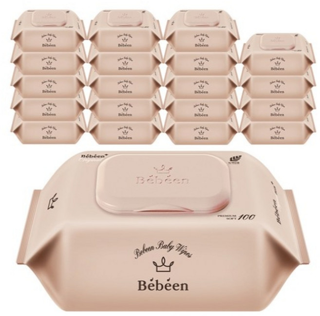베베앙 오리지널 플러스 아기물티슈 캡형 100매 x 20팩, 20개