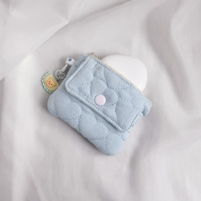 에브리테일 하트 똑딱이 카드 지갑 에어팟 파우치