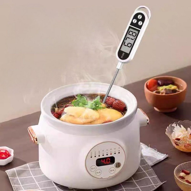 24H出貨 食品溫度計 水溫計 油溫計 家用高精準探針式油溫測量器 泡牛奶 油炸 洗澡水, 1個, 如圖