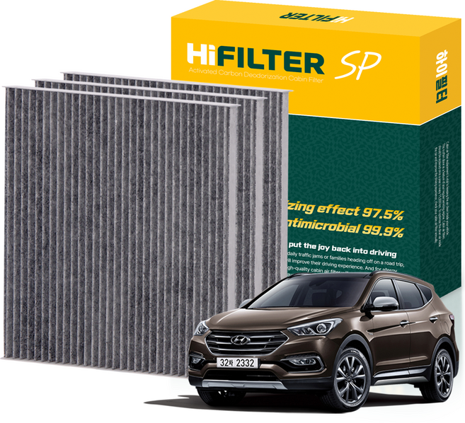 하이필터 현대 자동차 싼타페 활성탄 에어컨필터, 3개, 싼타페 더 프라임 DM (3세대 FL) HI-B002